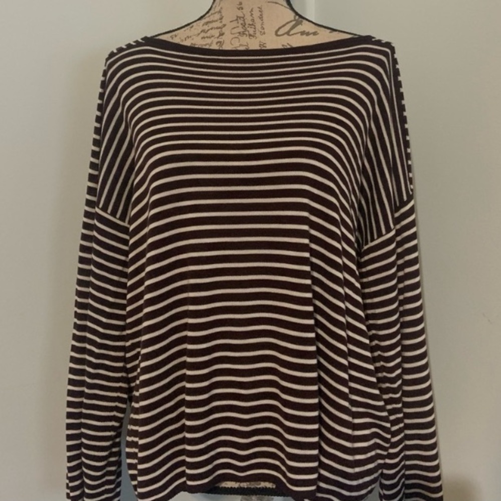 Eileen Fisher Tencel Cassis Bateau Neck Sweater Top